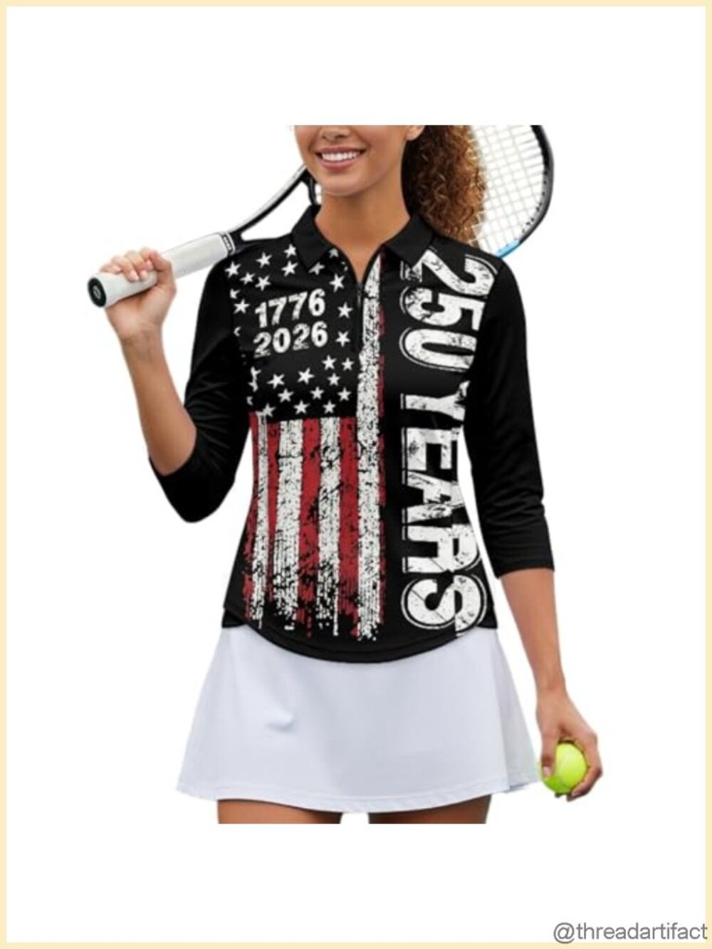 Womens Golf Polo Shirt 3/4 Sleeve Quarter Zip Moisture Wicking Active Top